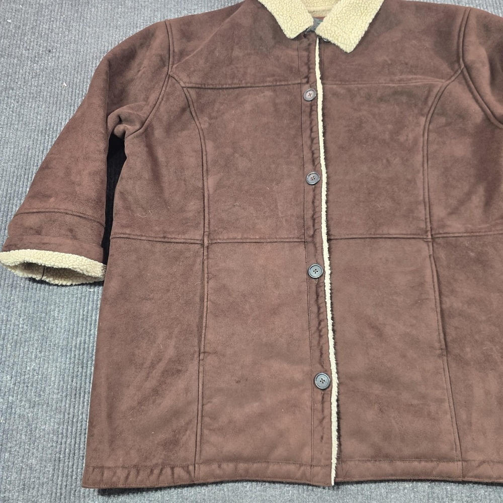 Lauren Ralph Lauren Coat Womens 3X Brown Faux Suede Sherpa Lined Button Front - Picture 8 of 15
